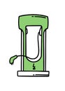 Electric refueling. Co2 climate change concept green energy. Vector isolated doodle