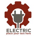 Electric repair and electrician service and works isolated icon vector thunder and light bulb