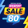 Modern Colorful Flash Sale 80 Percent Advertising Banner Vector