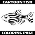 Cartoon Bored Fish Outline Coloring Page