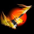 Electric Rock Guitar in fire and flame Royalty Free Stock Photo