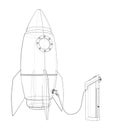 Electric Rocket Charging Station Sketch. Vector Royalty Free Stock Photo