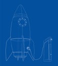 Electric Rocket Charging Station Sketch. Vector Royalty Free Stock Photo