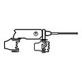 Electric rotary hammer drill in hand holding tool use Arm using Power tool contour outline icon black color vector illustration