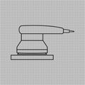 Electric sander icon. For floor and wooden planks sanding Ã¢â¬â¹sandpaper. Line and outline isolated vector clipart. Royalty Free Stock Photo