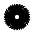 Electric saw disc black silhouette, icon. Circular blade. Metal tool isolated on white background. Vector illustration Royalty Free Stock Photo