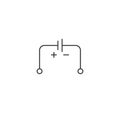 Electric scheme of electrical source contact icon. Plus minus Outline illustration of electric scheme vector icon for