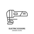 Electric scissors line icon. Sheet electric shears vector outline symbol. Editable stroke