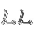 Electric scooter with battery line and solid icon, electric transport concept, kick scooter vector sign on white Royalty Free Stock Photo