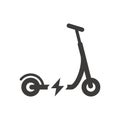 Electric scooter black vector icon