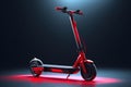 Electric scooter on dark background, eco alternative transport, AI Generated