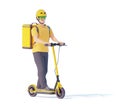 Electric scooter delivery courier with backpack