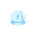 Electric scooter flat vector icon. Filled line style. Blue monochrome design. Editable stroke Royalty Free Stock Photo