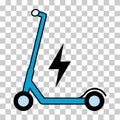 Electric scooter icon, urban flat eco friendly transport, vehicle vector illustration