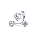 Electric scooter icon on white, line vector