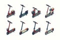 electric scooter isometric set collection isolated Royalty Free Stock Photo