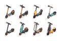 electric scooter isometric set collection isolated Royalty Free Stock Photo