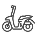 Electric scooter line icon, electric transport concept, motorbike vector sign on white background, outline style icon Royalty Free Stock Photo