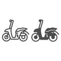 Electric scooter line and solid icon, electric transport concept, motorbike vector sign on white background, outline Royalty Free Stock Photo
