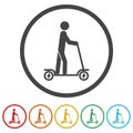 Electric scooter with man icon. Set icons in color circle buttons Royalty Free Stock Photo