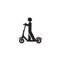 Electric scooter person riding e-scooter black icon glyph