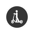 Electric scooter person riding e-scooter white icon glyph illustration on gray