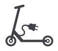 Electric scooter with power plug vector illustration icon symbol Royalty Free Stock Photo