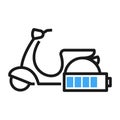 Electric scooter sign. Battery powered moped. E scooter line icon. Environmental friendly delivery. Zero emission transportation Royalty Free Stock Photo