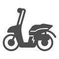 Electric scooter solid icon, electric transport concept, motorbike vector sign on white background, glyph style icon for Royalty Free Stock Photo