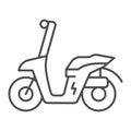 Electric scooter thin line icon, electric transport concept, motorbike vector sign on white background, outline style Royalty Free Stock Photo