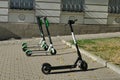 electric scooters, which are the solution for mobility in the cities, on the streets of Sofia