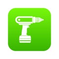 Electric screwdriver drill icon digital green Royalty Free Stock Photo