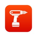 Electric screwdriver drill icon digital red Royalty Free Stock Photo