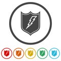 Electric Security Logo concept. Set icons in color circle buttons
