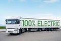 Electric semi truck with trailer.