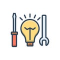 Color illustration icon for Electric Service, nippers and screwdriver Royalty Free Stock Photo
