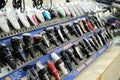 Electric shavers on a shelf in a store. Male and female electric razor