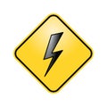 Electric Shock Caution Sign on Yellow Diamond Board