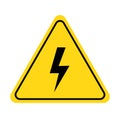 Electric shock danger icon. High voltage shock caution sign with electric lightning. Warning, danger, yellow triangle Royalty Free Stock Photo