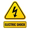 Electric shock warning sign with lightning symbol