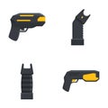 Electric shocker icons set cartoon vector. Electroshock weapon for self defense Royalty Free Stock Photo