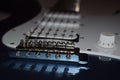 Electric six string guitar closeup, detail of electric guitar.