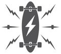 Electric Skateboard with Lightning Bolt Symbol Energy Burst Royalty Free Stock Photo