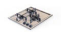 Electric slide-in convection range top view. Kitchen Stove, 3D render