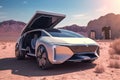 desert automotive auto transport transportation futuristic car refueling drive electric. Generative AI.