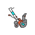 Electric snow blower color line icon. Pictogram for web page, mobile app, promo.