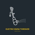 Electric snow thrower flat line icon. Vector sign of snow removal equipment