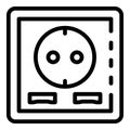 Electric socket on, outline style Royalty Free Stock Photo