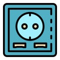 Electric socket on, outline style Royalty Free Stock Photo