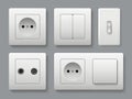 Electric socket switches. House shifting electrical switches vector realistic template